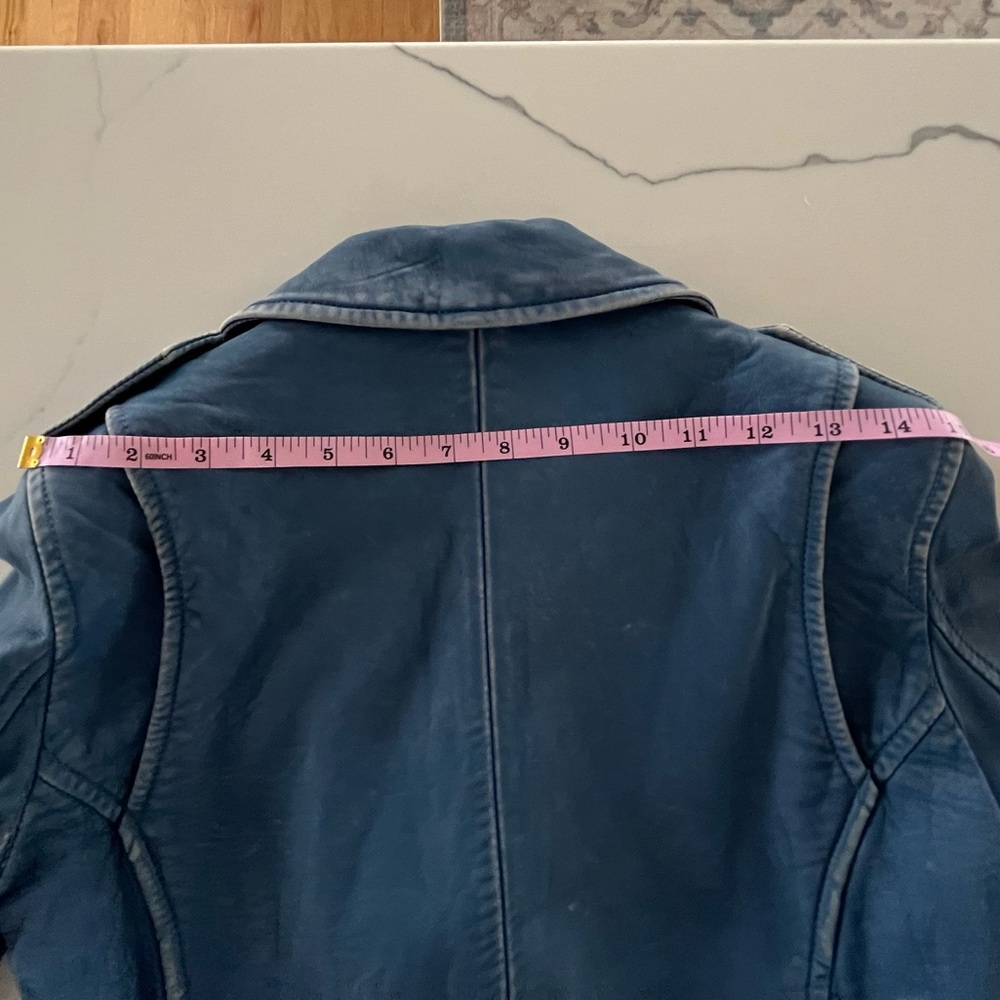 IRO Ashville Distressed Blue Leather Jacket France 36 / US 2 / XS - Picture 11 of 16